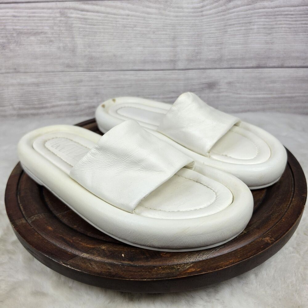 Simon Miller x Mango White Leather Chunky Sandals Women’s Size EU 37 Boho Flaw